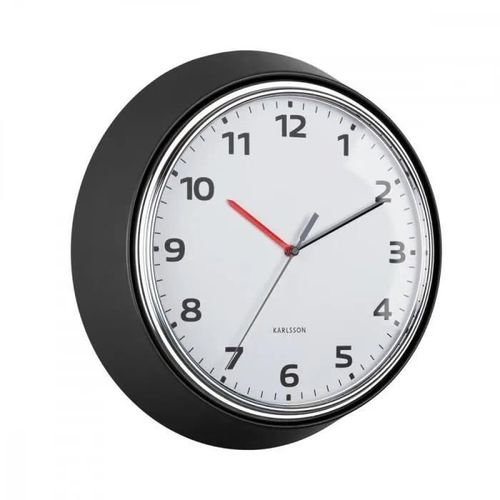 Horloge murale - PRESENT TIME - Modern Retro - Diamètre 34 cm - Métal - Noir