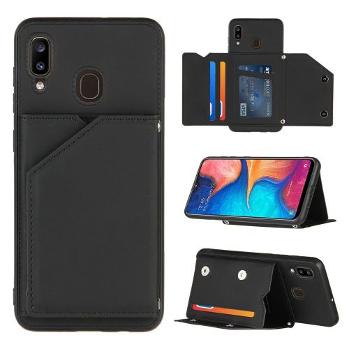 Etui Housse Coque Samsung A20 Etui À Rabat Antichoc Pu Peut Stocker Cartes Case Pour Samsung Galaxy A20(Noir)