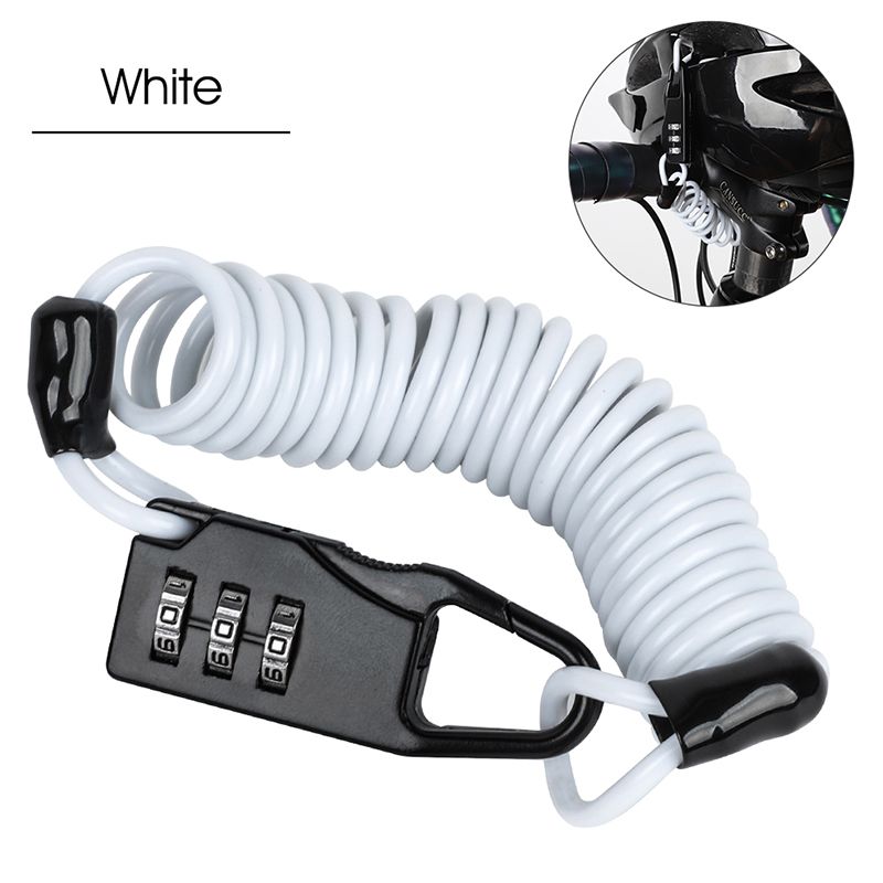 Couleur A Blanc Serrure De Casque Portable Avec Mot De Passe, Mini Verrou De Câble Antivol Pour Moto, Scooter Électrique, Vélo, Porte