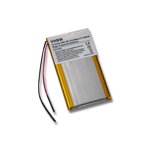vhbw Batterie compatible avec Archos GMini 400, 402, 402cc, 500 lecteur de musique MP3 (1400mAh, 3,7V, Li-polymère)