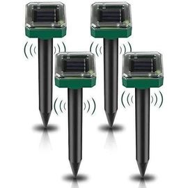 Répulsif Taupe Solaire à Ultrason Lot de 4 Solar Souris Repeller Anti Taupes Repousser Taupe campagnols Gophers Serpents pour Jardin Pelouse en Plein Air(Green)