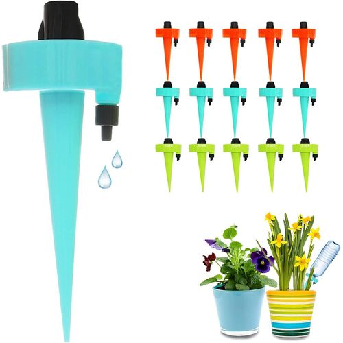 Goutte à Goutte Bouteille Arrosage Plantes Automatique Irrigation Goutte à Goutte avec vannes de régulation débit d'eau réglable pour Jardin intérieur et extérieur Améliorer (15Pcs)