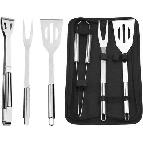 Ensemble d'outils de Barbecue 3 Accessoires de Gril Professionnels en Acier Inoxydable avec Sac de Rangement pour poignée Fourchette de Pinces à spatule pour la fête de Noël d'anniversaire