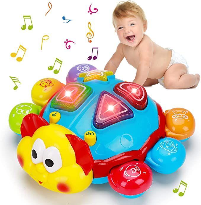 Jouets pour bébés 6-12 mois Press & Go pour les enfants de 1 an et plus,  Jouets à Ramper pour Bébé, Jouets Flash Musicaux pour Bébé de 1 à 2 ans,  Garçons