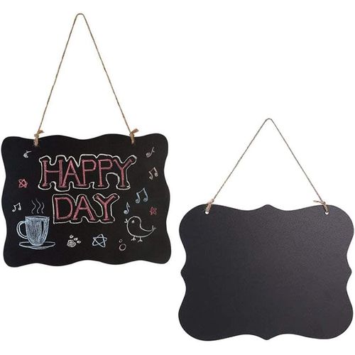 Petit Tableau Noir 2 Pièces Tableau Noir Suspendu Panneau D'affichage Effaçable Tableau Mémo Tableau Noir Avec Ficelle Suspendue (2 Styles)