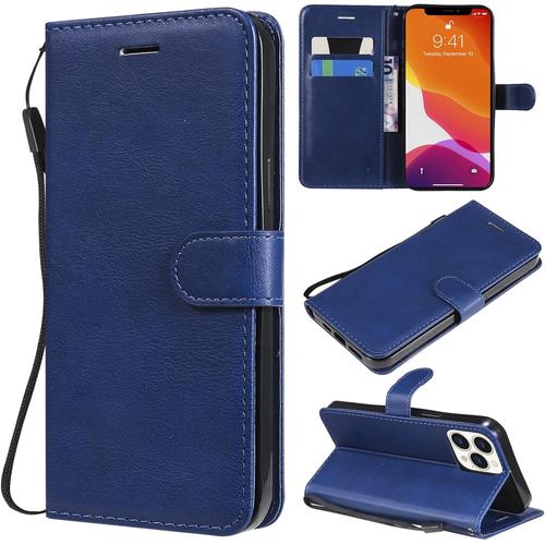 Coque Pour Iphone 5/5s/Se - Ka03 Bleu Vintage Cuir Véritable Housse Étui Portefeuille À Rabat Magnétique Avec Support