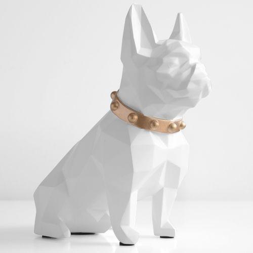 Couleur blanche Tirelire en Forme de Bouledogue, Figurine Décorative pour la Maison, Boîte de Rangement, Jouet, Cadeau pour Enfant