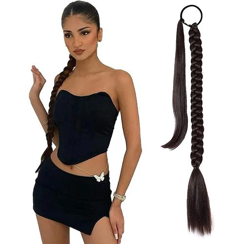 Perruque Queue De Cheval Tressée, Extensions De Cheveux En Queue De Cheval Bricolage, Diyponytail Extension Wrap Around Long Straight Pony Tail Hair, Natural & Soft Synthetic Hair Piece For 