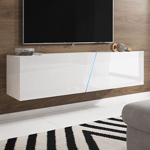 Meuble Tv À Suspendre Slant 160 Avec Led Rgb 160x40x35 Cm-Blanc-Blanc--
