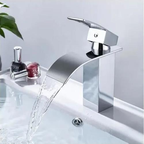 Robinet de Lavabo Cascade, ENGINDOT Robinet Salle de Bain, l’Eau Froide et Chaude Disponible, Mitigeur lavabo Robinetterie - DBWF01F