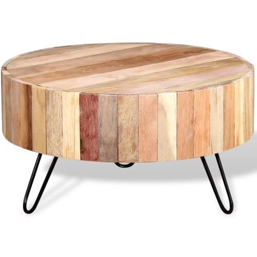 Table Basse En Bois Massif Recyclé, Style Industriel Vintage, Cadre En Fer, Table D'appoint