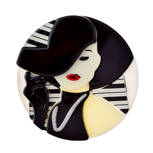 Broche Ronde En Acrylique Pour Femme, Nouveau Design De Dessin Animé, Moderne, Avec Chapeau Noir, Bijoux, Cadeaux
