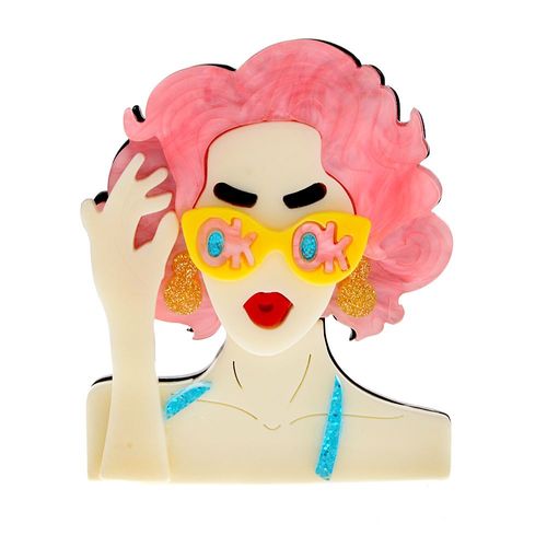 Broche En Acrylique Rose Pour Fille, Accessoire De Mode Moderne, Bijoux En Fiber D'acétate