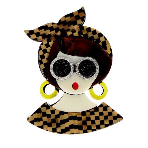 Foulard À Carreaux Pour Fille, Acrylique, Broche, Lunettes De Soleil, Broche En Fiber D'acétate, Nouveau Design