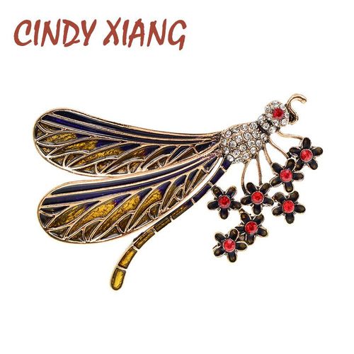 Broche Libellule Vintage En Émail Pour Femmes, Broche Insecte En Cristal, Grande Broche À La Mode, Bijoux D'automne, Nouvelle Collection
