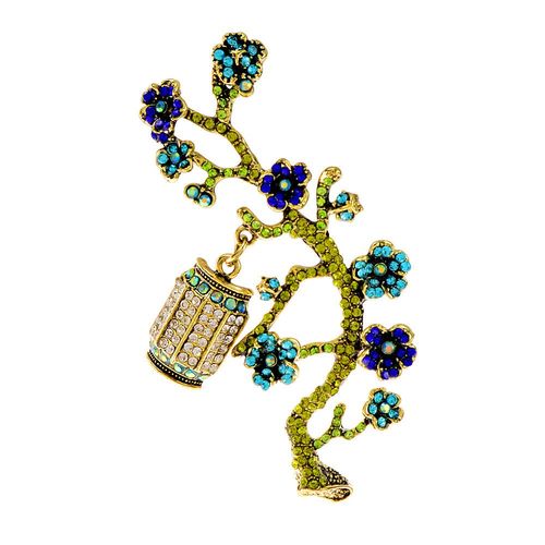 Broche Lanterne En Strass, Broche En Forme De Fleur De Prunier Pour Femme, Design Feng Chinois Vintage, Disponible En 2 Couleurs