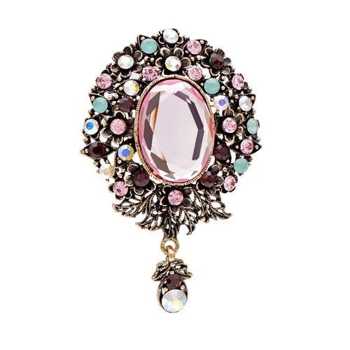 Broche Ronde À Fleurs En Cristal Pour Femme, Accessoire De Mode Élégant Pour Mariage, Style Rétro Vintage