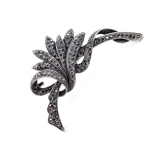 Broches En Strass Pour Femmes, Grande Broche En Fleur Noire, Mode Vintage, Accessoires De Fête De Mariage, Cadeau