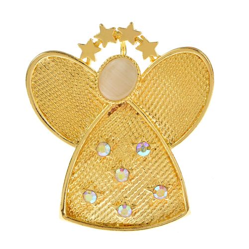 Broche D'aile D'ange En Alliage, Nouveau Design Créatif, Broches Mignonnes En Strass Et Opale Pour Femmes Et Hommes, Bijoux Cadeau