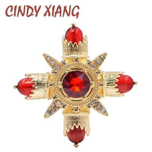 Broches De Couleur Rouge Pour Femmes, Nouveau Design De Croix, Accessoires De Manteau De Style Baroque, Broche De Mariage, Cadeau De Haute Qualité