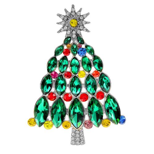 Broches D'arbre De Noël Pour Femmes, Couleur Verte, Cristal, Belle Broche De Mode, Manteau De Pull, Bijoux De Haute Qualité