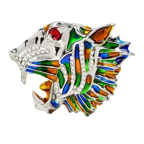 Broche De Tête De Tigre En Émail Coloré Pour Hommes Et Femmes, Nouvelle Collection, Vintage, Strass, Cristal, Léopard