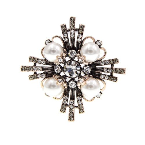 Broches Croisées En Cristal Brillant Pour Femmes, Vintage, Perle, Mode, Hiver, Bijoux Baroques, 2 Couleurs, Cadeau Disponible