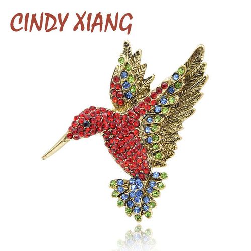 Broche Colibri Rouge En Strass Pour Femme, Jolie Broche Style Oiseau, Bijoux Animal, Haute Qualité, Bon Cadeau
