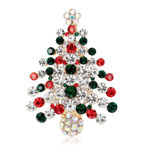 Broche Arbre De Noël En Strass Pour Femmes