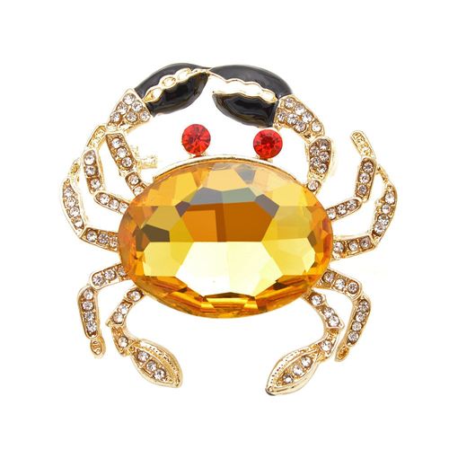 Broche Crabe En Cristal Pour Femme, 3 Couleurs, À La Mode, Animal, Strass, Poisson, Bijoux, Accessoires Pour Manteau