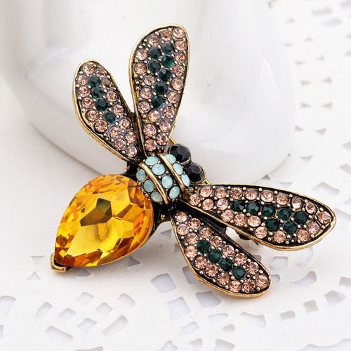 Broche Abeille En Cristal Pour Femmes, 2 Couleurs Disponibles, Mignon Insecte, Vintage, Série D'été, Robe, Bijoux, Cadeau