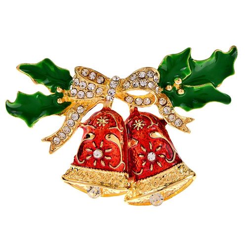 Broche Cloche En Émail Rouge Pour Femmes Et Hommes, Jolie Broche De Nouvel An, Strass, Bijoux De Noël, Cadeau Pour Amis