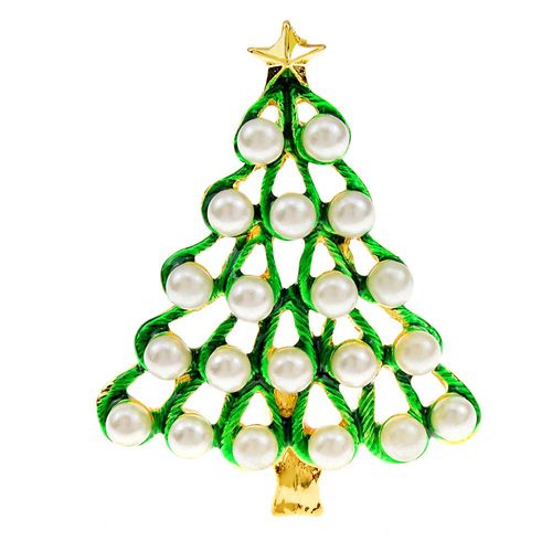 Broches D'arbre De Noël En Perles Pour Femmes, Nouvel Arrivage, Broche De Festival De Mode, Couleur Verte, Bijoux De Chandail, Décoration De Manteau