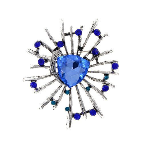 Broche En Verre Pour Femmes, Alliage Élégant, Strass, Fleur, Accessoires, Bijoux
