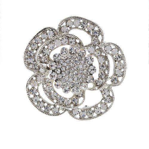 Broche En Strass Pour Femmes, Vintage, Couleur Or Argent, Cristal Rond Fleur, Écharpe De Revers, Bijoux Cadeaux, Nouvelle Collection