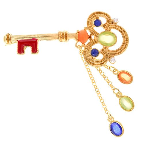 Broches Créatives En Forme De Clé Pour Femmes Et Hommes, Style Baroque, Pompon Opale, Bijoux Gifs Pour Amis
