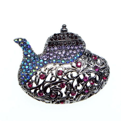 Broche De Théière En Strass Pour Femmes, Vintage, Design Créatif, Broche, 2 Couleurs Disponibles, Bijoux À La Mode, Haute Qualité