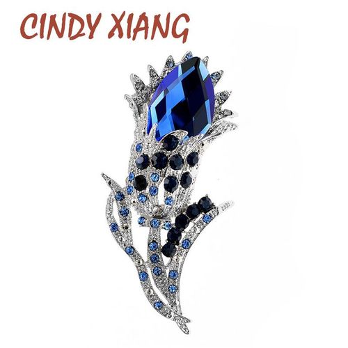 Broche En Forme De Fleur Bleue Pour Femmes, Strass, Grande Broche Vintage, À La Mode, Bijoux, Accessoires Pour Dames