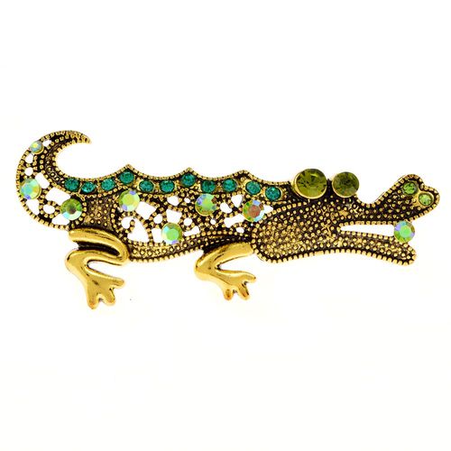 Broche Crocodile En Strass Pour Hommes Et Femmes, Jolie Broche Crocodile En Métal Vintage, Animal, Broche De Fête Décontractée, Bijoux Cadeau