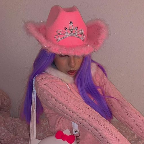 Chapeau De Cowboy De Style Occidental Pour Femme Et Fille, Casquette De Cowboy Rose, Diadème, Costume De Fête, Chapeau Fedora