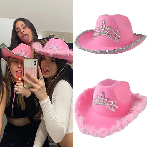 Chapeau De Cowboy Rose Style Occidental Pour Femmes, Casquette Diadème Pour Filles, Costume D'Anniversaire, Chapeau De Fête, 2021