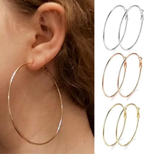 Boucles d'oreilles en forme de grand cercle pour femmes, couleur or, cadeau idéal pour fête en boîte de nuit, nouvelle tendance 2021