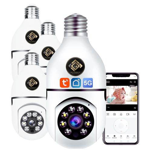 4x Camera Ampoule WiFi 360 TUYA SMART LIFE - HD 2MP - Vision Nocturne PTZ 360° - Détection de Mouvement