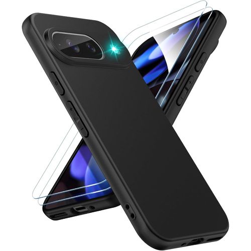 Coque Silicone Noir + 2 Verres Trempes Pour Google Pixel 9 Little Boutik©