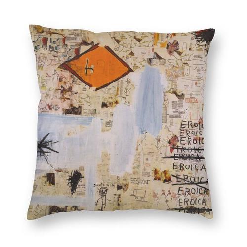 Housse de coussin personnalisée Eroica taie d'oreiller décoration de maison  impression 3D sur deux côtés Jean michelle Basquiat pour voiture  400mm*400mm