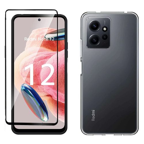 Pack Coque Transparente En Tpu Et Protection Écran Complet Vitre Full Cover Noir En Verre Trempé Pour Xiaomi Redmi Note 12 Pro 5g - Xeptio