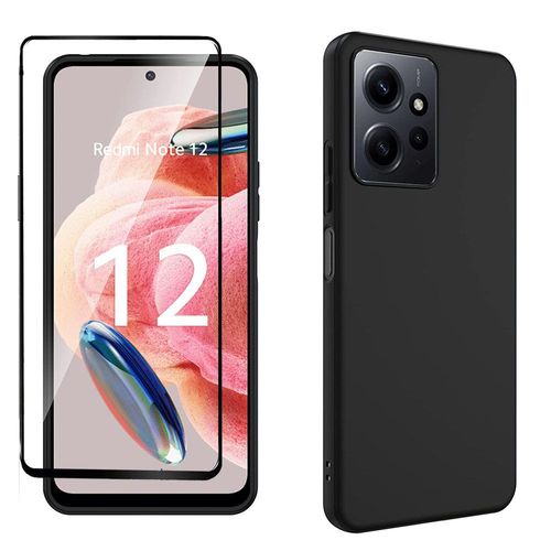 Pack Coque Noire En Tpu Et Protection Écran Complet Vitre Full Cover Noir En Verre Trempé Pour Xiaomi Redmi Note 12 Pro 5g - Xeptio