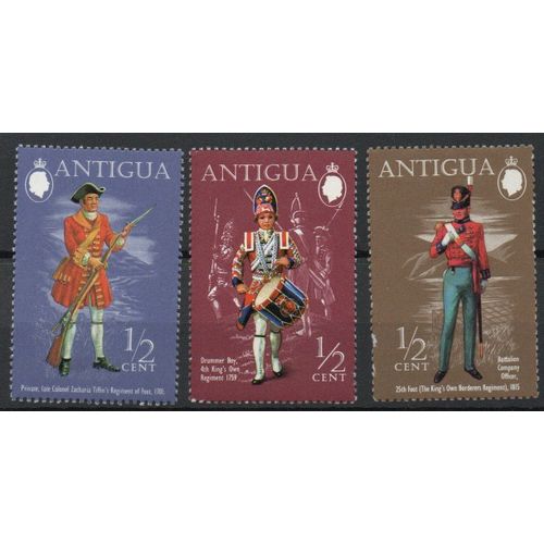 Antigua Timbres Uniformes De L' Armée Britannique
