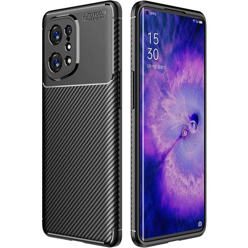 Coque Pour Oppo Find X5, Tpu [ Fibre De Carbone ] Pochette -Le Noir