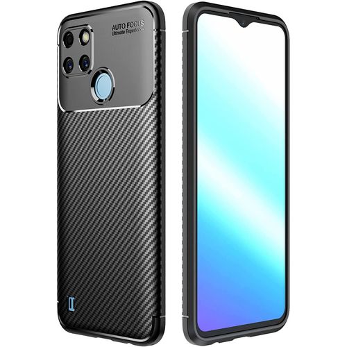 Coque Pour Realme C21y (Realme C21-Y)/ Realme C25y, Tpu [ Fibre De Carbone ] Pochette -Le Noir